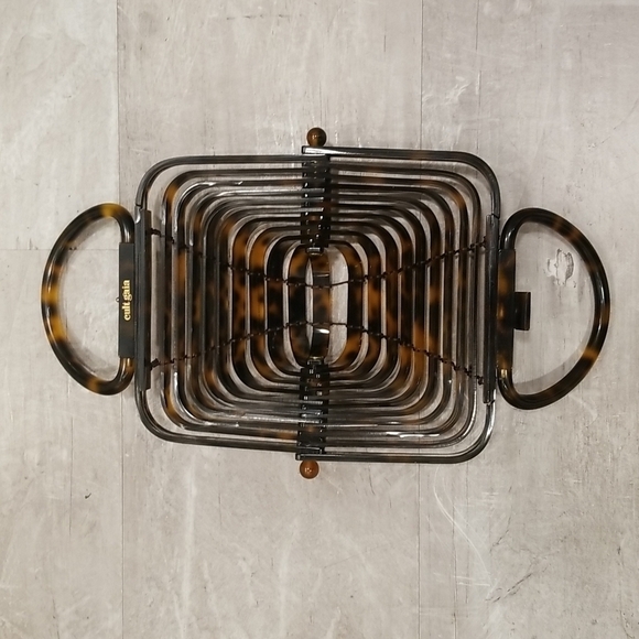 💕CULT GAIA💕 Lillith Bag ~ Tortoise Acrylic Mini Top Handle Bag Collapsible - Picture 14 of 16